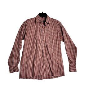 Zedd Cotton Rich L/S Red Plaid Breathable Button Down Shirt Mens 40 (XL)
